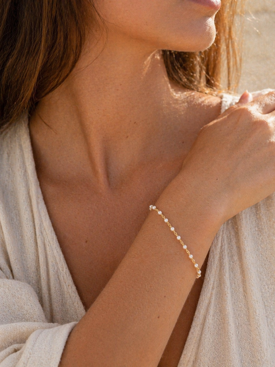 Gouden armband met zoetwaterparels