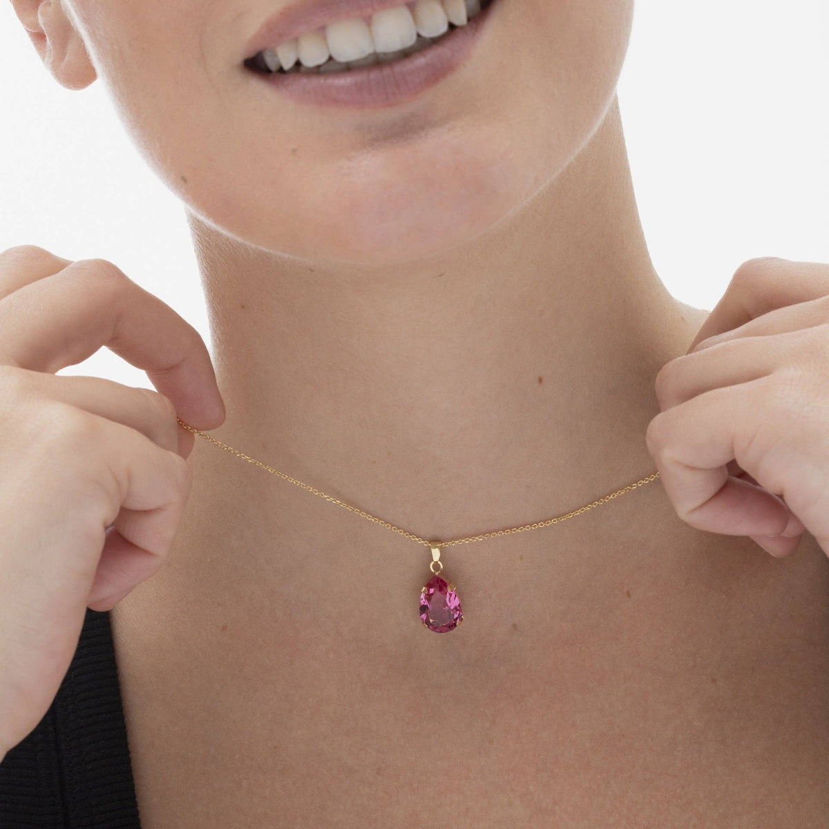 Korte ketting kristal roze