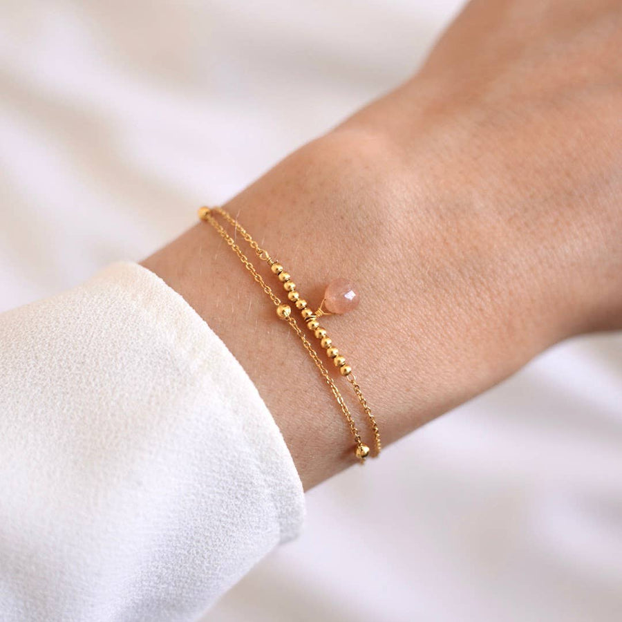 Armband met roze kwarts edelsteen