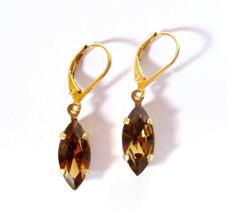 Vintage Bohemia Gerookte Topaas Oorbellen
