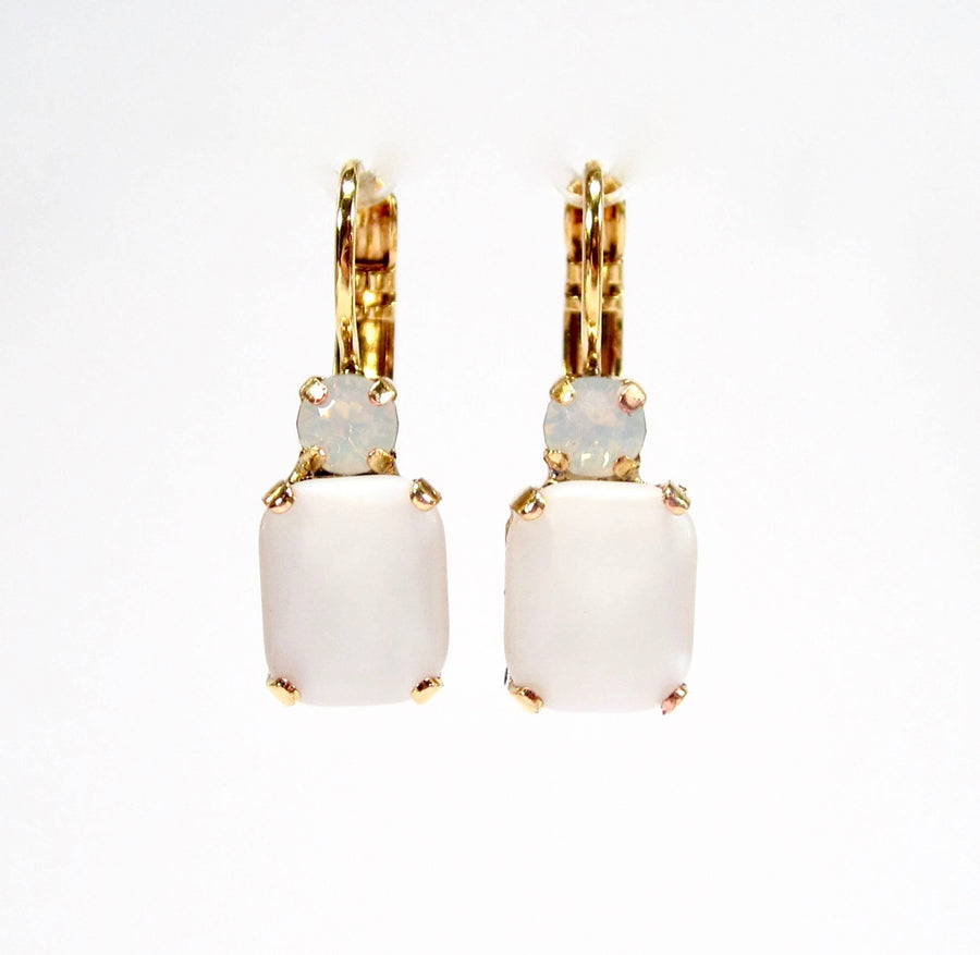 Gouden witte oorbellen handgemaakt glas jaren 60