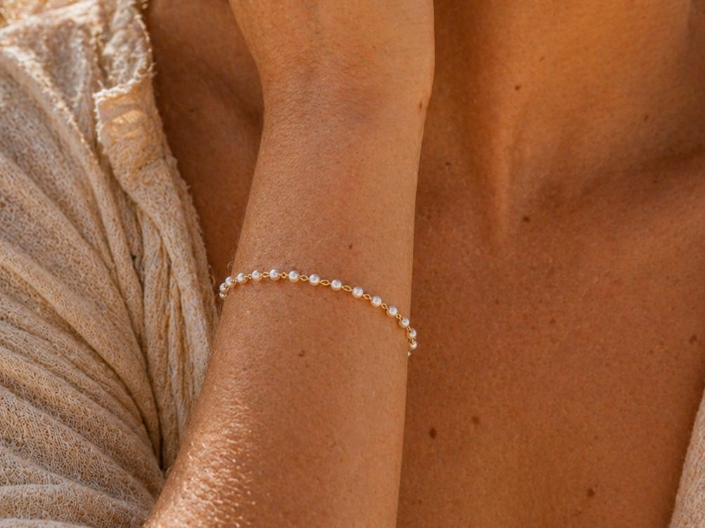 Gouden armband met zoetwaterparels
