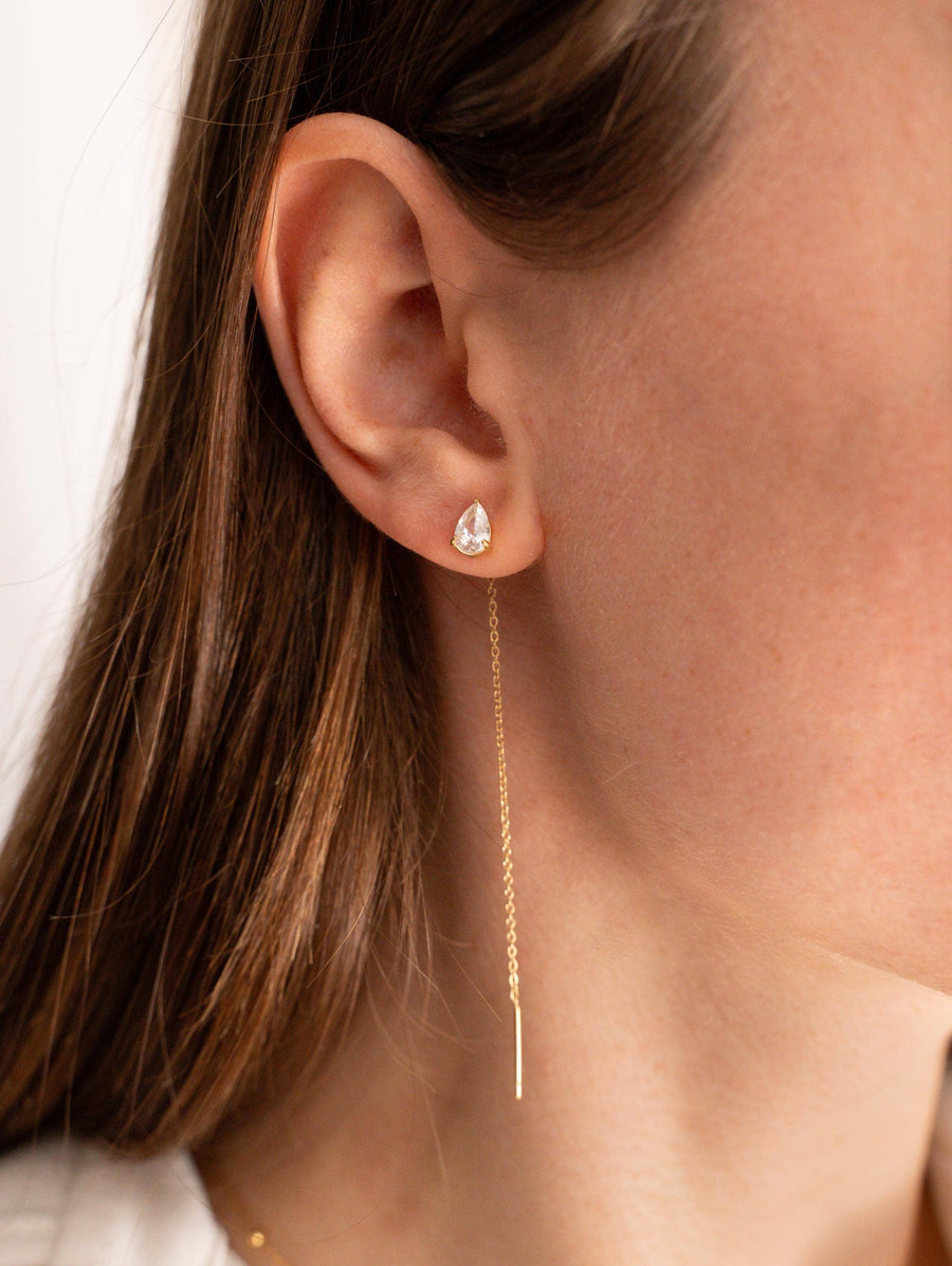 Oorbellen met hangende ketting en druppel