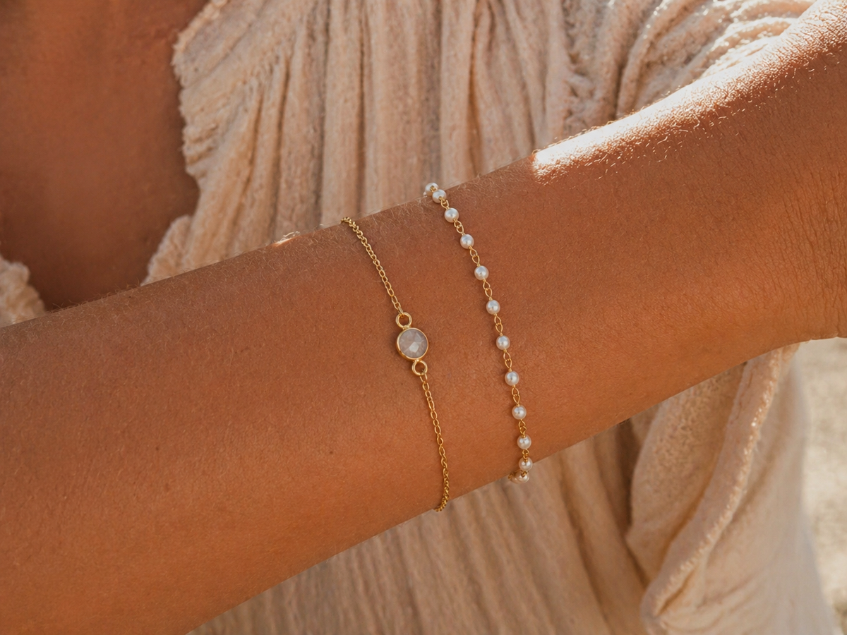 Gouden armband met zoetwaterparels