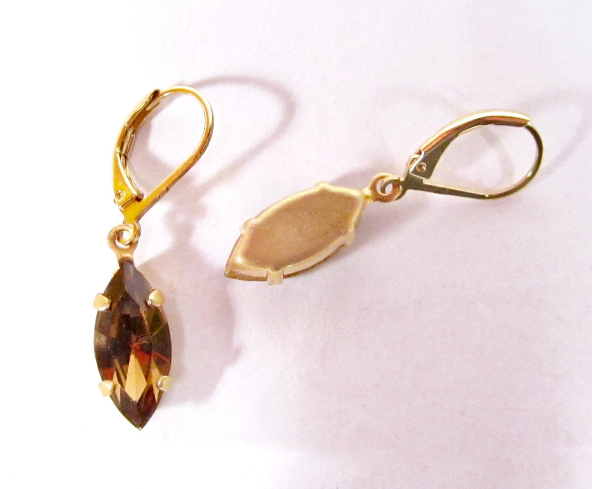 Vintage Bohemia Gerookte Topaas Oorbellen
