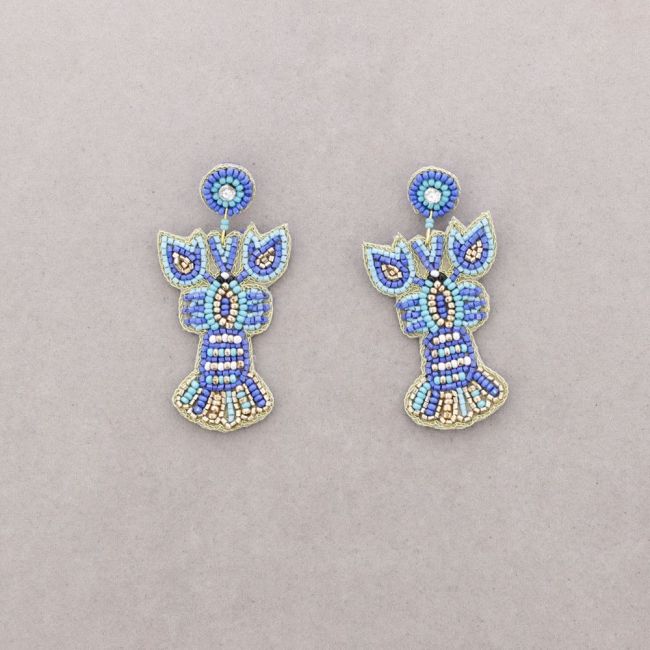 Oorbellen kreeft blauw
